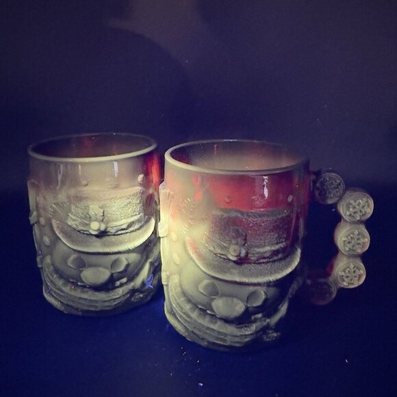 Luminarc Arcoroc Ruby Red Thick Heavy Glass Mug Cup Set Manganese 365nm UV Glow - Picture 1 of 13